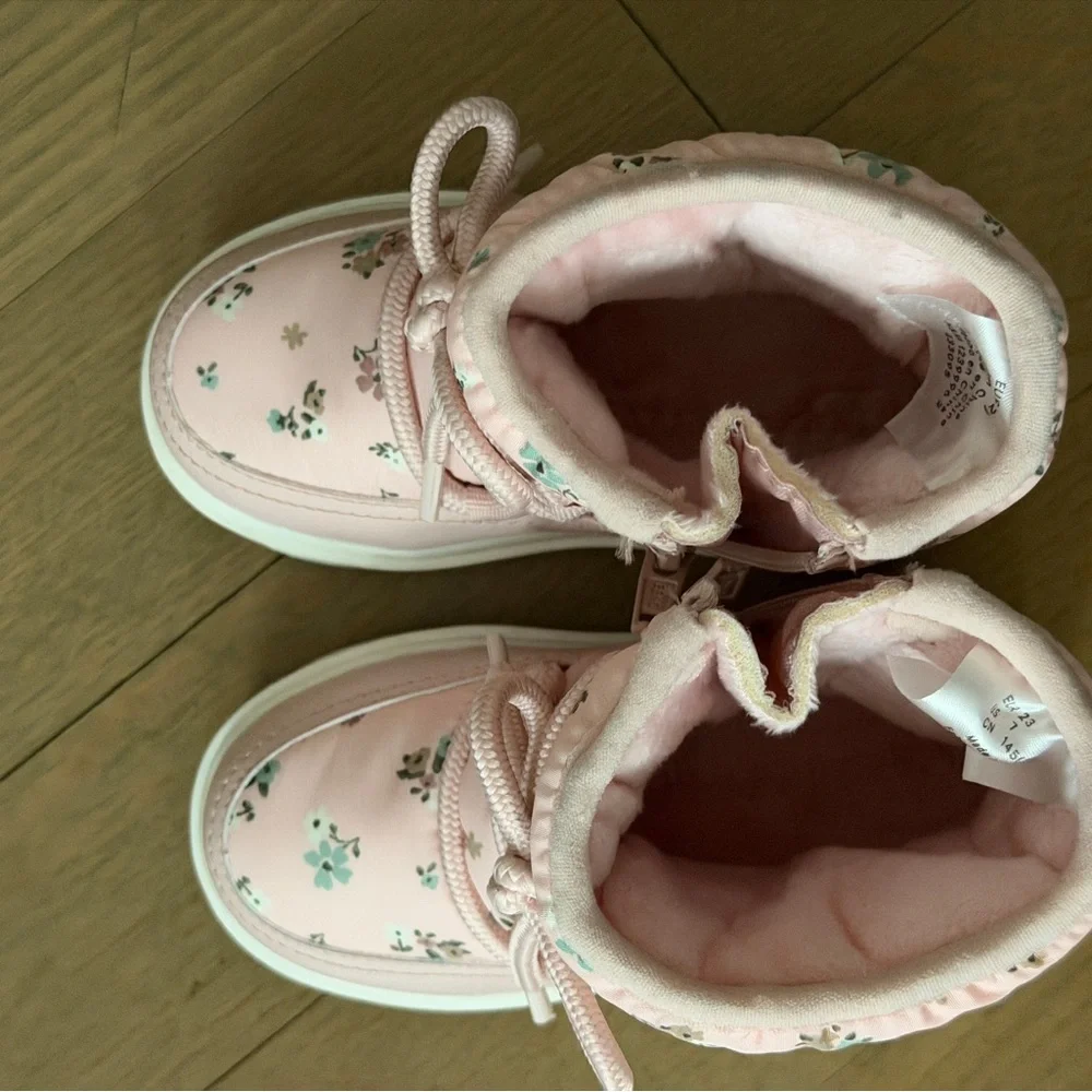 H&M Pink Floral Kids Winter Boots